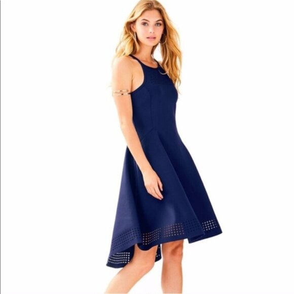 Lilly Pulitzer Navy Aurelie Midi Halter Dress - Picture 1 of 8